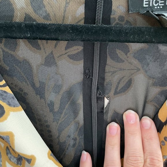 Etcetera Classic Faux Wrap Dress Gold and Black Floral 14 - Picture 2 of 2